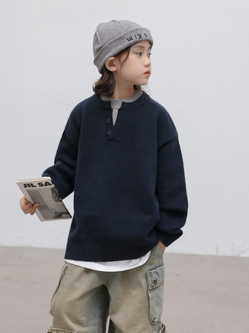 Bērnu džemperis zēniem, Korejas stils, 58% kokvilna, garas piedurknes, apaļais kakls