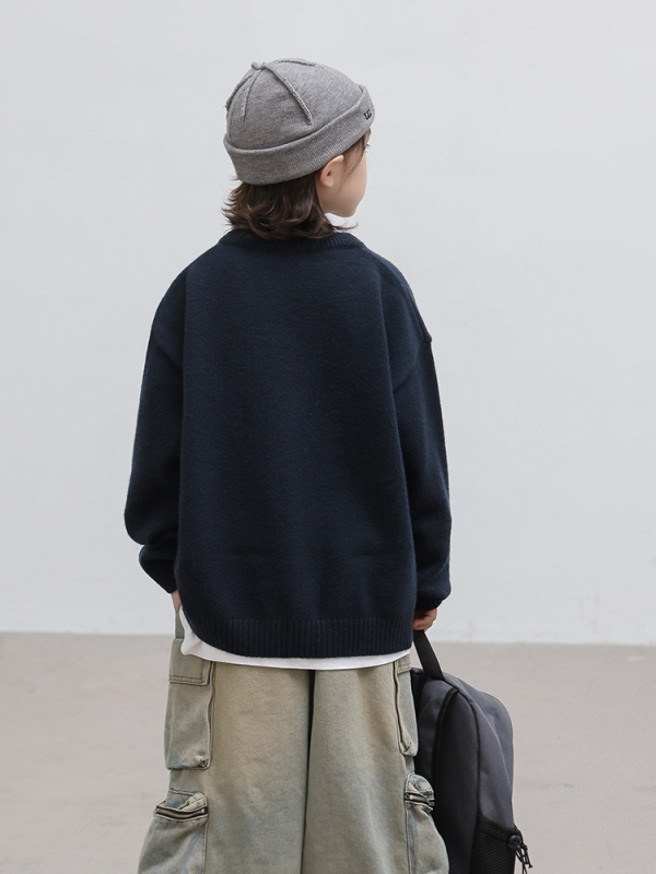 Bērnu džemperis zēniem, Korejas stils, 58% kokvilna, garas piedurknes, apaļais kakls