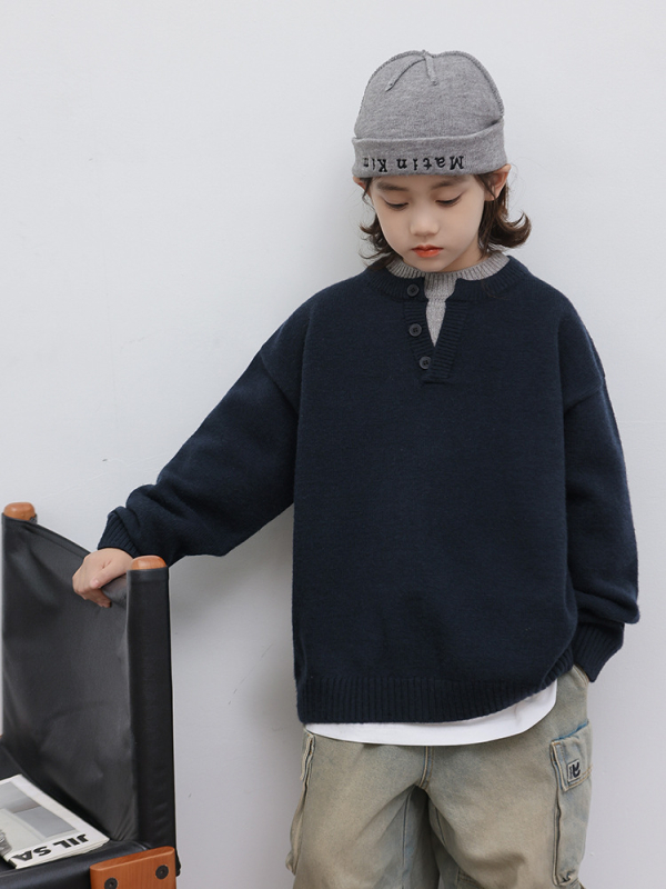 Bērnu džemperis zēniem, Korejas stils, 58% kokvilna, garas piedurknes, apaļais kakls