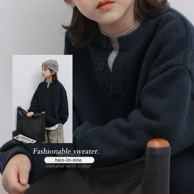 Bērnu džemperis zēniem, Korejas stils, 58% kokvilna, garas piedurknes, apaļais kakls