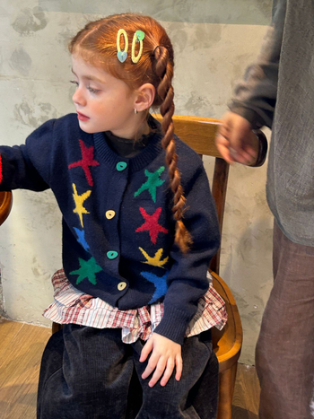 Detský kardigánový sveter v kórejskom štýle, zapínanie na jedno gombík, okrúhly výstrih, dlhé rukávy, pre vek 3–8 rokov (jeseň-zima)