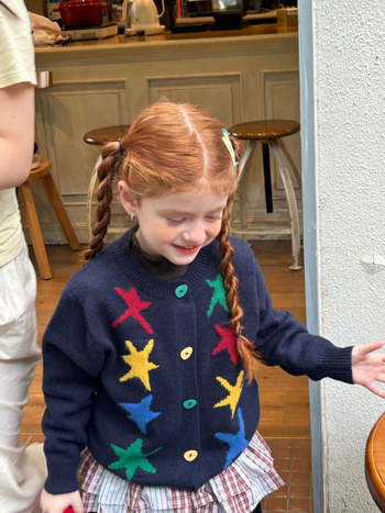 Detský kardigánový sveter v kórejskom štýle, zapínanie na jedno gombík, okrúhly výstrih, dlhé rukávy, pre vek 3–8 rokov (jeseň-zima)