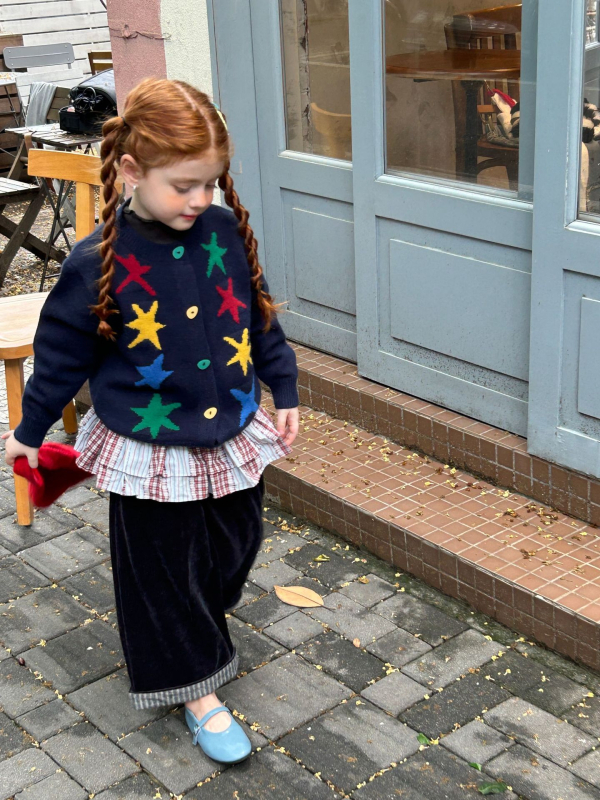 Detský kardigánový sveter v kórejskom štýle, zapínanie na jedno gombík, okrúhly výstrih, dlhé rukávy, pre vek 3–8 rokov (jeseň-zima)