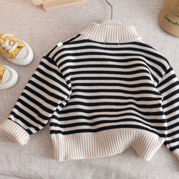 Bērnu svītrainu adītu kardigānu ar rāvējslēdzēju, 95% kokvilna, pavasaris un rudens