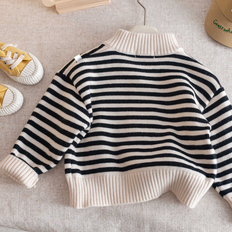 Bērnu svītrainu adītu kardigānu ar rāvējslēdzēju, 95% kokvilna, pavasaris un rudens