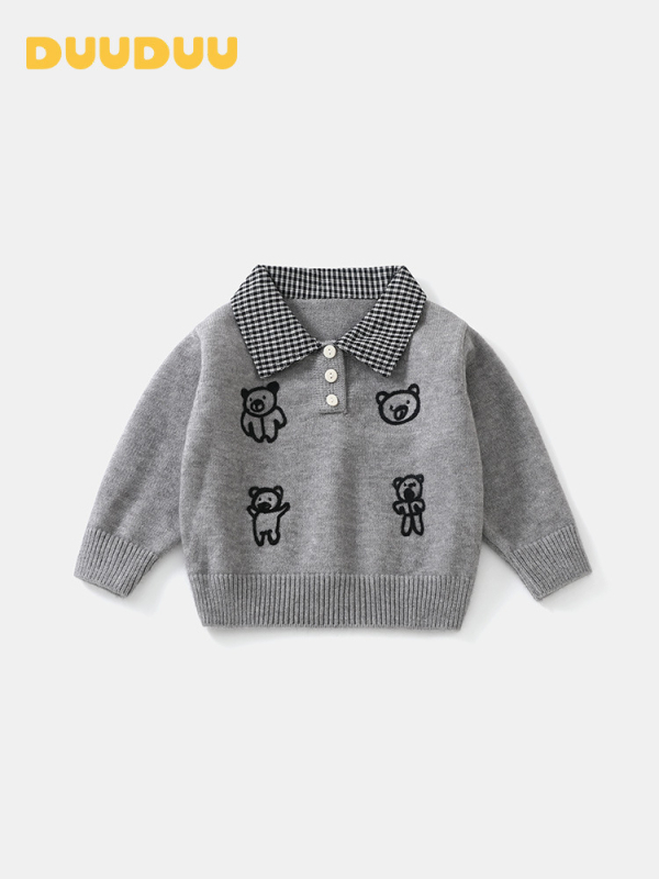 Bērnu adīts džemperis korejiskā stilā, 1–3 gadiem, silts biezs audums no akrila maisījuma, garās piedurknes, V veida kakla izgriezums