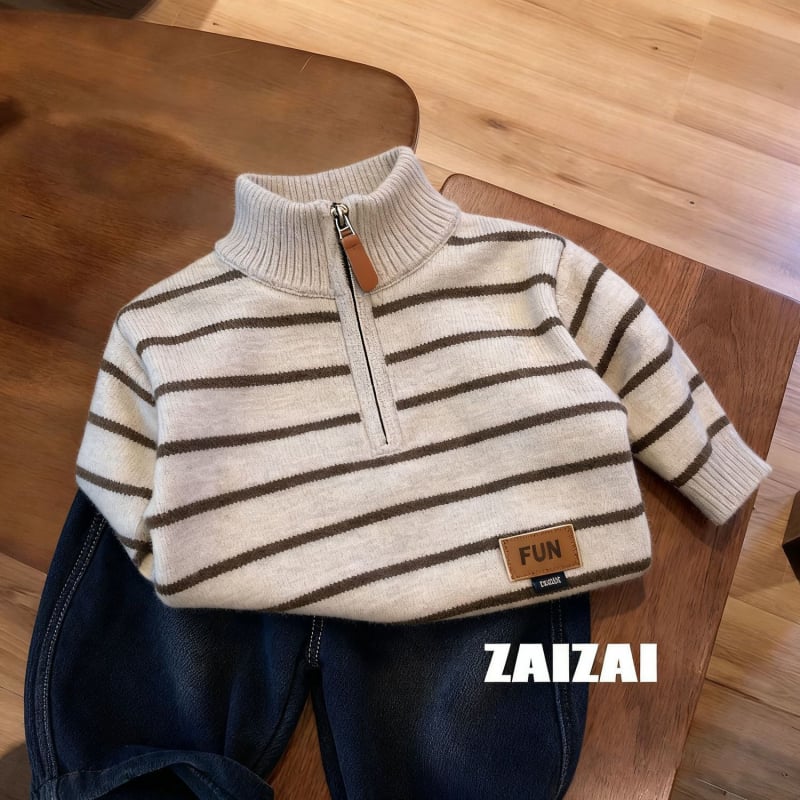 Dječji debeli pleteni džemper u korejskom stilu za dječake, jesen-zima, polu-zip, prugast