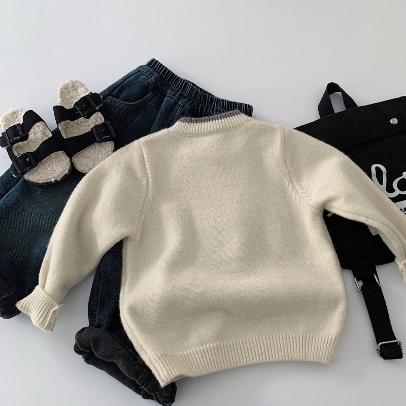 Bērnu džemperis Korejas stilā ar apaļu kaklu, karikatūru raksts, ziemas sezona