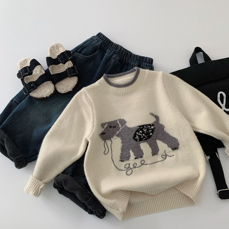 Bērnu džemperis Korejas stilā ar apaļu kaklu, karikatūru raksts, ziemas sezona