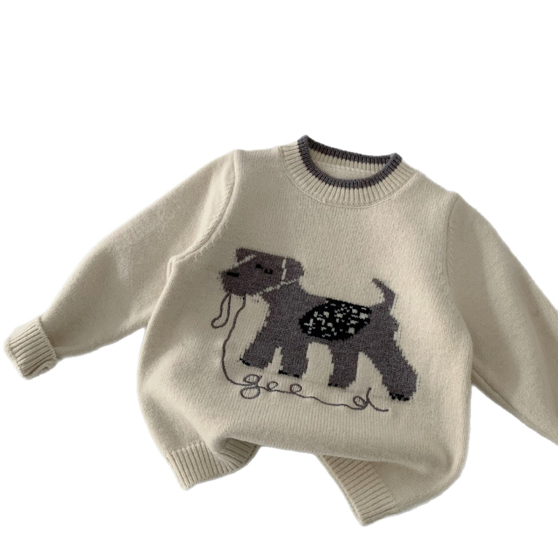 Bērnu džemperis Korejas stilā ar apaļu kaklu, karikatūru raksts, ziemas sezona
