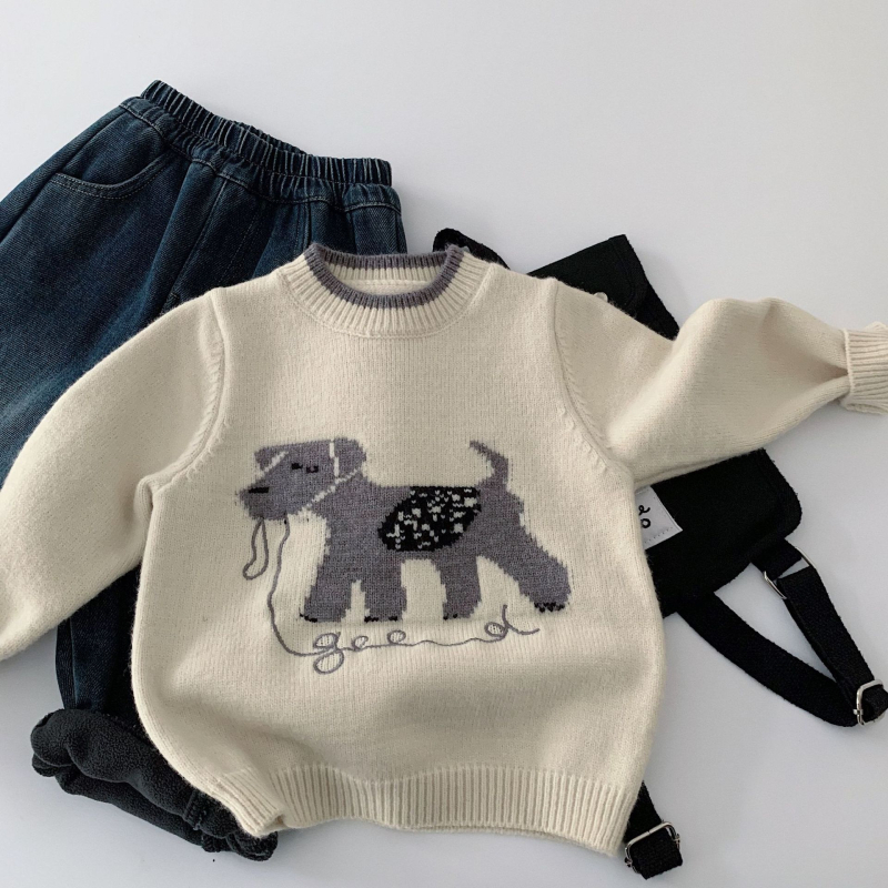 Bērnu džemperis Korejas stilā ar apaļu kaklu, karikatūru raksts, ziemas sezona
