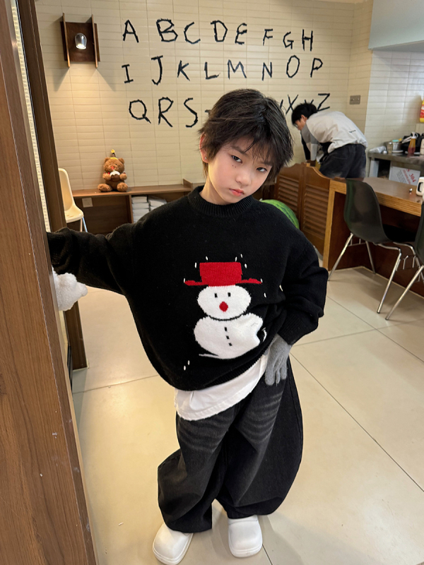 Bērnu džemperis – karikatūru raksts (Apaļš kakls; Garas piedurknes; Džemperis; Poliester 61%)