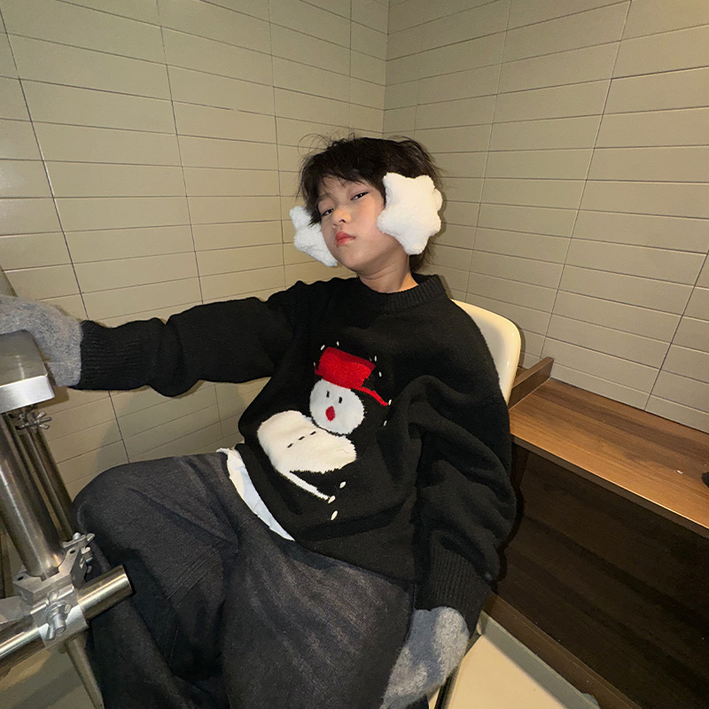 Bērnu džemperis – karikatūru raksts (Apaļš kakls; Garas piedurknes; Džemperis; Poliester 61%)