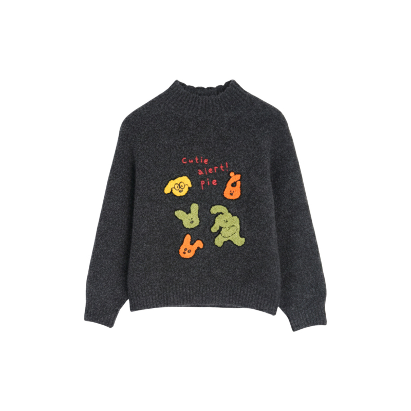 Meitenēm paredzēts ziemas biezs džemperis ar apaļu kaklu un garām piedurknēm, akrila šķiedras maisījums, vecums 3–8 gadi