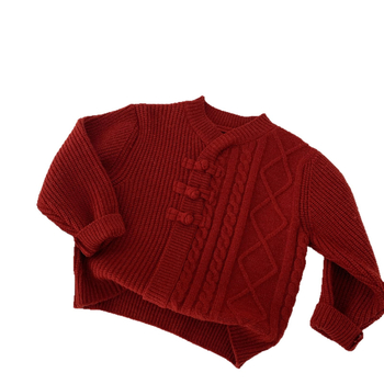 Bērnu adīts džemperis, korejiešu stilā, akrila šķiedra, apaļš kakls, garie piedurknes, vienkrāsains, ziemas apģērbs bērniem 3–8 gadi