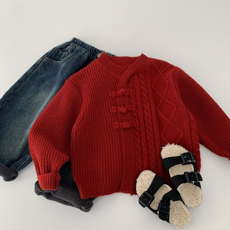 Bērnu adīts džemperis, korejiešu stilā, akrila šķiedra, apaļš kakls, garie piedurknes, vienkrāsains, ziemas apģērbs bērniem 3–8 gadi