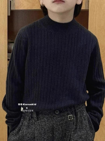 Bērnu vilnas adījuma džemperis ar apaļu kaklu, vecuma 3–8 gadi