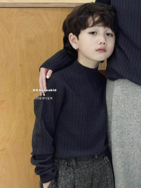 Bērnu vilnas adījuma džemperis ar apaļu kaklu, vecuma 3–8 gadi