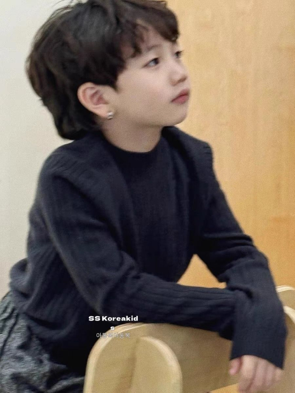 Bērnu vilnas adījuma džemperis ar apaļu kaklu, vecuma 3–8 gadi