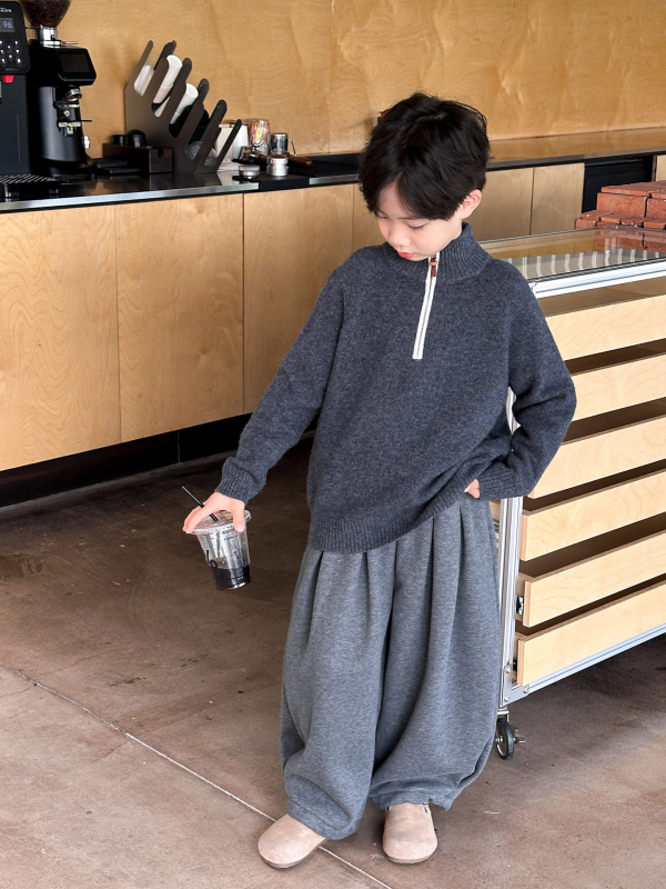 Michael pulover pentru copii băieți, tricotat de iarnă în stil coreean, din amestec acrilic, guler rotund, mâneci lungi, pentru copii peste 8 ani (peste 140 cm)