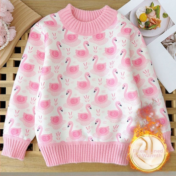 Bērnu flīsa džemperis ar karikatūru rakstu, apļveida kakls, garas piedurknes, pulovera stils