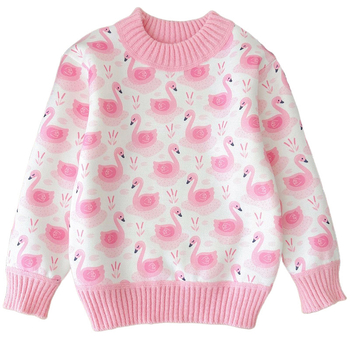 Bērnu flīsa džemperis ar karikatūru rakstu, apļveida kakls, garas piedurknes, pulovera stils