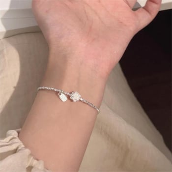 Komplet nakita: Lančić i narukvica s oblicima srca, cvijeta i lista; materijal: bakar-plastika; elektroplating; ženski retro stil; proljeće 2025