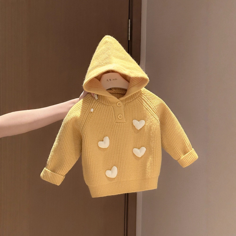 Meitenēm kapucēts adīts džemperis, karikatūras raksts, 90% kokvilna, garās piedurknes