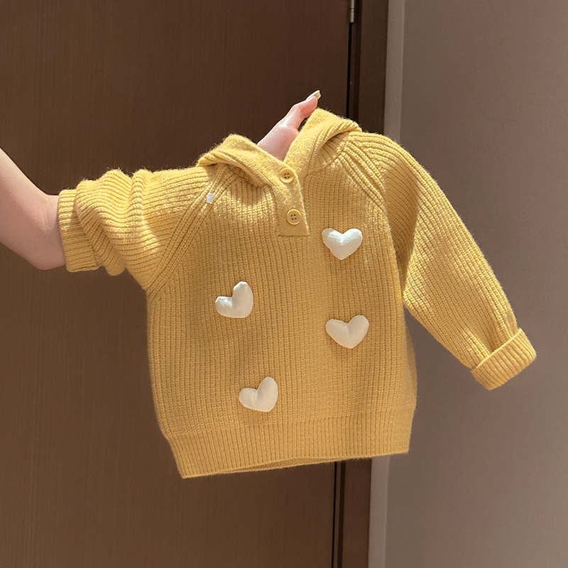 Meitenēm kapucēts adīts džemperis, karikatūras raksts, 90% kokvilna, garās piedurknes