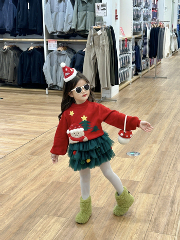 Bērnu džemperis ar Ziemassvētku lāci, biezs adījums, akrils 90%, garas piedurknes