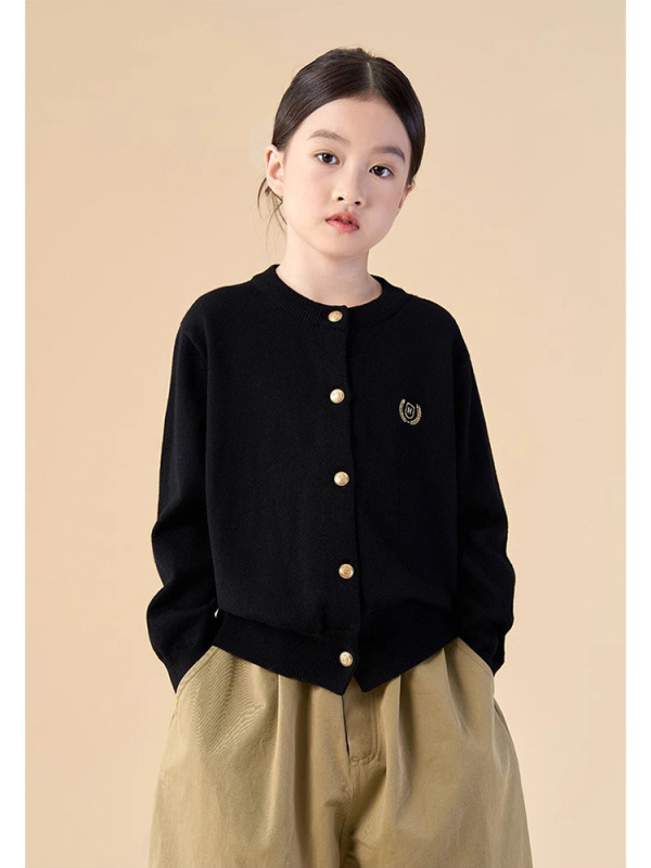 Dječji kardigan u stilu koledža, pulover od poliester tkanine, okrugli ovratnik, dugi rukavi, za djecu od 8 godina, prikladno za zimu, proljeće i jesen.