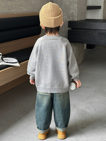 Dječji džemper u korejskom stilu s karikaturalnim uzorkom, zima 2025, pulover, 50% poliester.