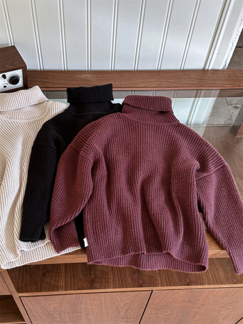 Dječji zimski debeli pulover s visokim ovratnikom, korejski stil, mekani poliester materijal, dugi rukavi, za djecu 3-8 godina.