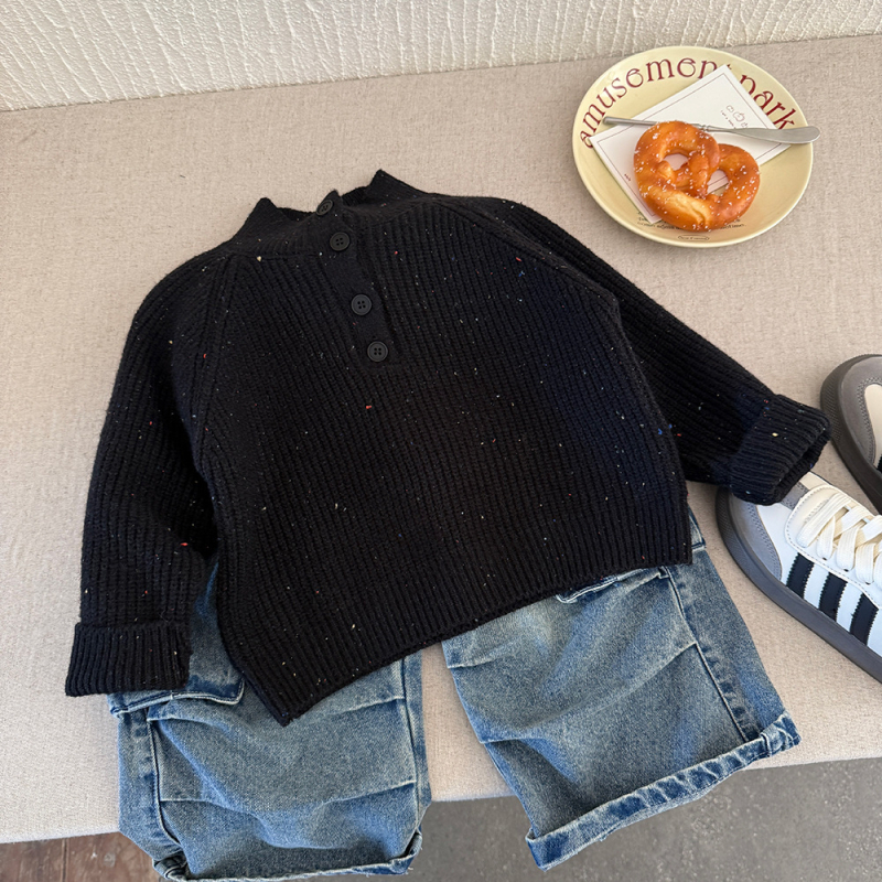 Dječji pulover s okruglim izrezom, korejski stil, mekana tkanina, dugi rukavi, proljeće 2025