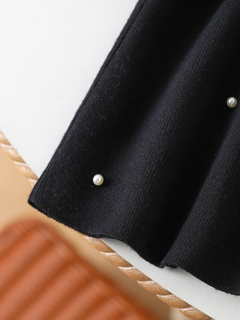 Dječja pletena haljina-sviter s perlicama, okrugli ovratnik, dugi rukavi, viskozna 50%, uzrast 3–8 godina