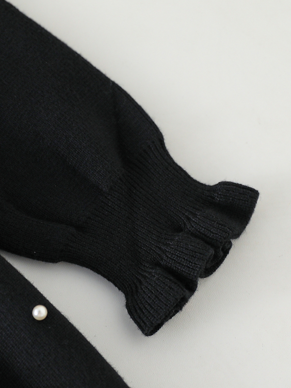 Dječja pletena haljina-sviter s perlicama, okrugli ovratnik, dugi rukavi, viskozna 50%, uzrast 3–8 godina