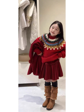 Dječji debeli pleteni pulover, 85% akril, zima, dugi rukavi, okrugli ovratnik