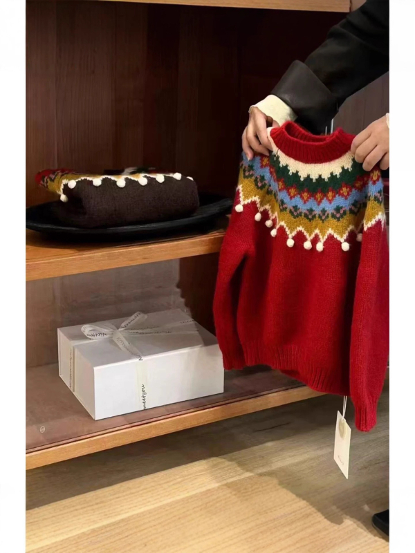 Dječji debeli pleteni pulover, 85% akril, zima, dugi rukavi, okrugli ovratnik