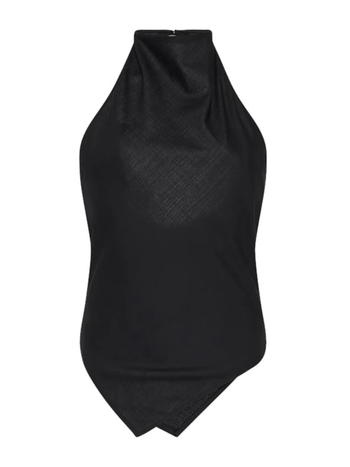 Ženski vuneni top bez leđa s halterom – uski kroj, duljina 50–65 cm, jednobojni uzorak, 95% vuna