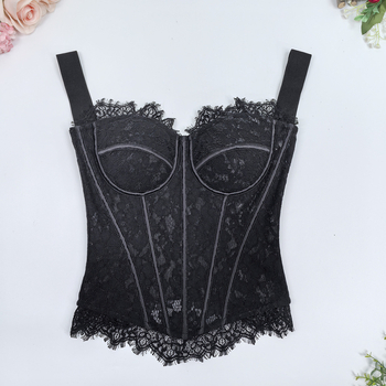 Čipkasti halter grudnjak s unutarnjim korzetom i kostima, pleteni uski top, camisole stil