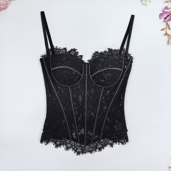 Čipkasti halter grudnjak s unutarnjim korzetom i kostima, pleteni uski top, camisole stil