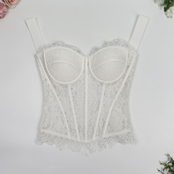 Čipkasti halter grudnjak s unutarnjim korzetom i kostima, pleteni uski top, camisole stil