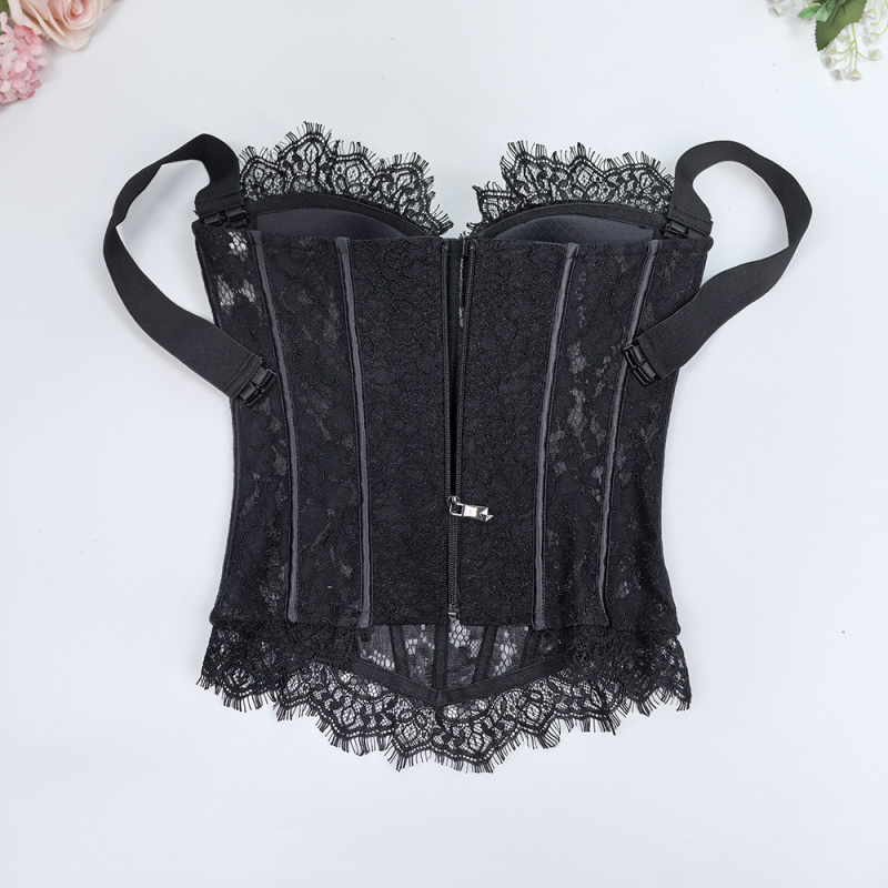 Čipkasti halter grudnjak s unutarnjim korzetom i kostima, pleteni uski top, camisole stil
