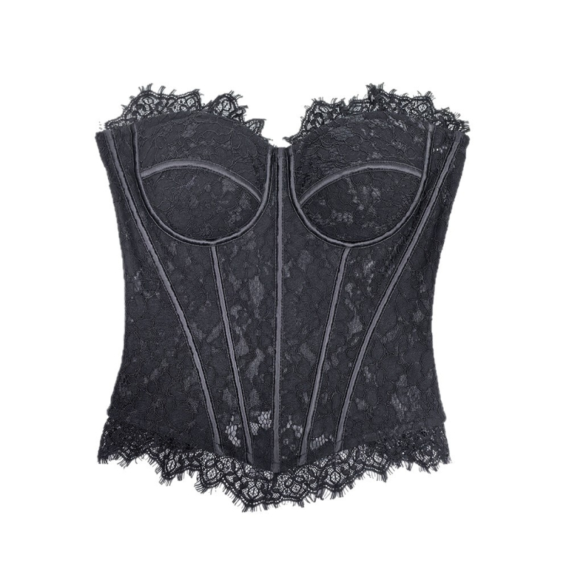 Čipkasti halter grudnjak s unutarnjim korzetom i kostima, pleteni uski top, camisole stil