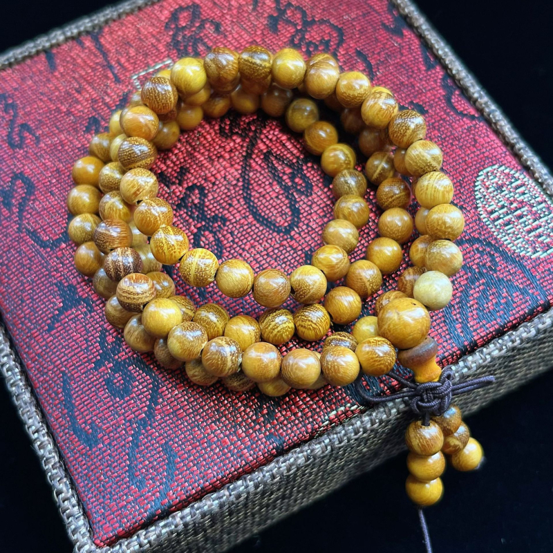 108 perli od zlatnog sandalovog drveta, višeslojna budistička narukvica za muškarce i žene