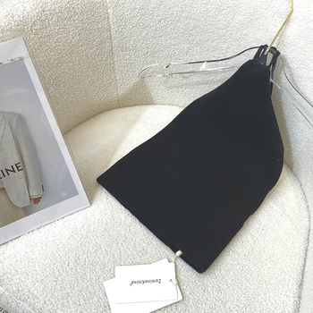 Ženski pleteni top bez rukava - sling stil, korejski stil, ravni cjevasti kroj, prugasti uzorak, pamuk >95%