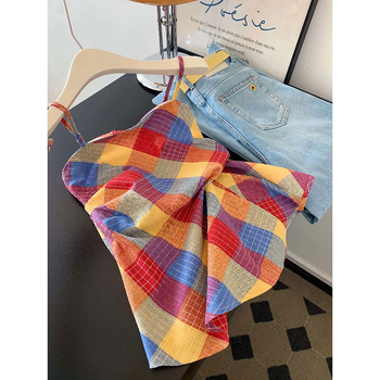 Laneni top s trakama, uski kroj, obična duljina, bez elastike (ljeto 2025)