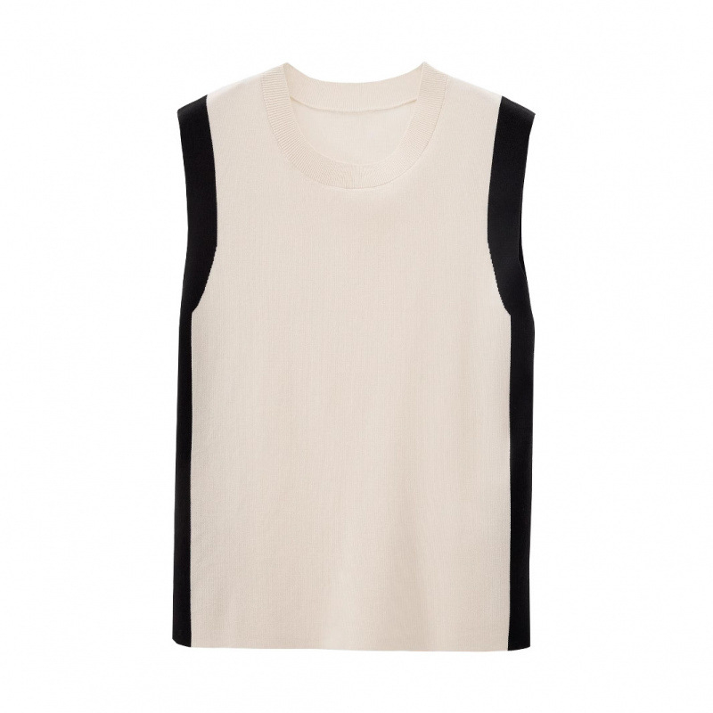 Laza szabású kötött top ujjatlan környakú, hálós anyag, 30-50% elasztán, dupla pánt, casual stílus, nyár 2025