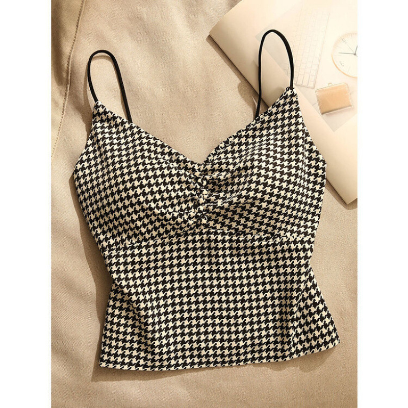 Ženski camisole s Y-oblika trakama i chest wrap stilom, visokim strukom, pamuk-poliester, ljeto 2024