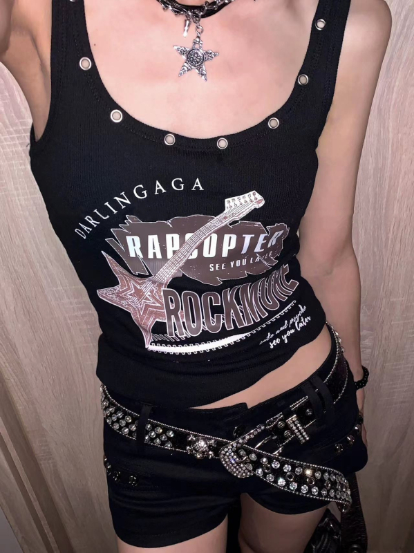 Ženski camisole top, uski kroj, geometrijski uzorak, poliester, mikroelastičnost